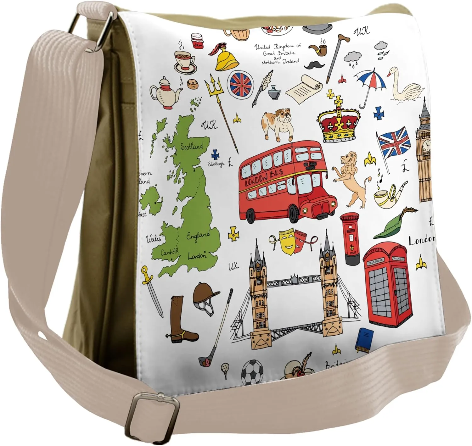Ambesonne Travel Messenger Bag, Sketchy Famous Tourist, Unisex Cross-body