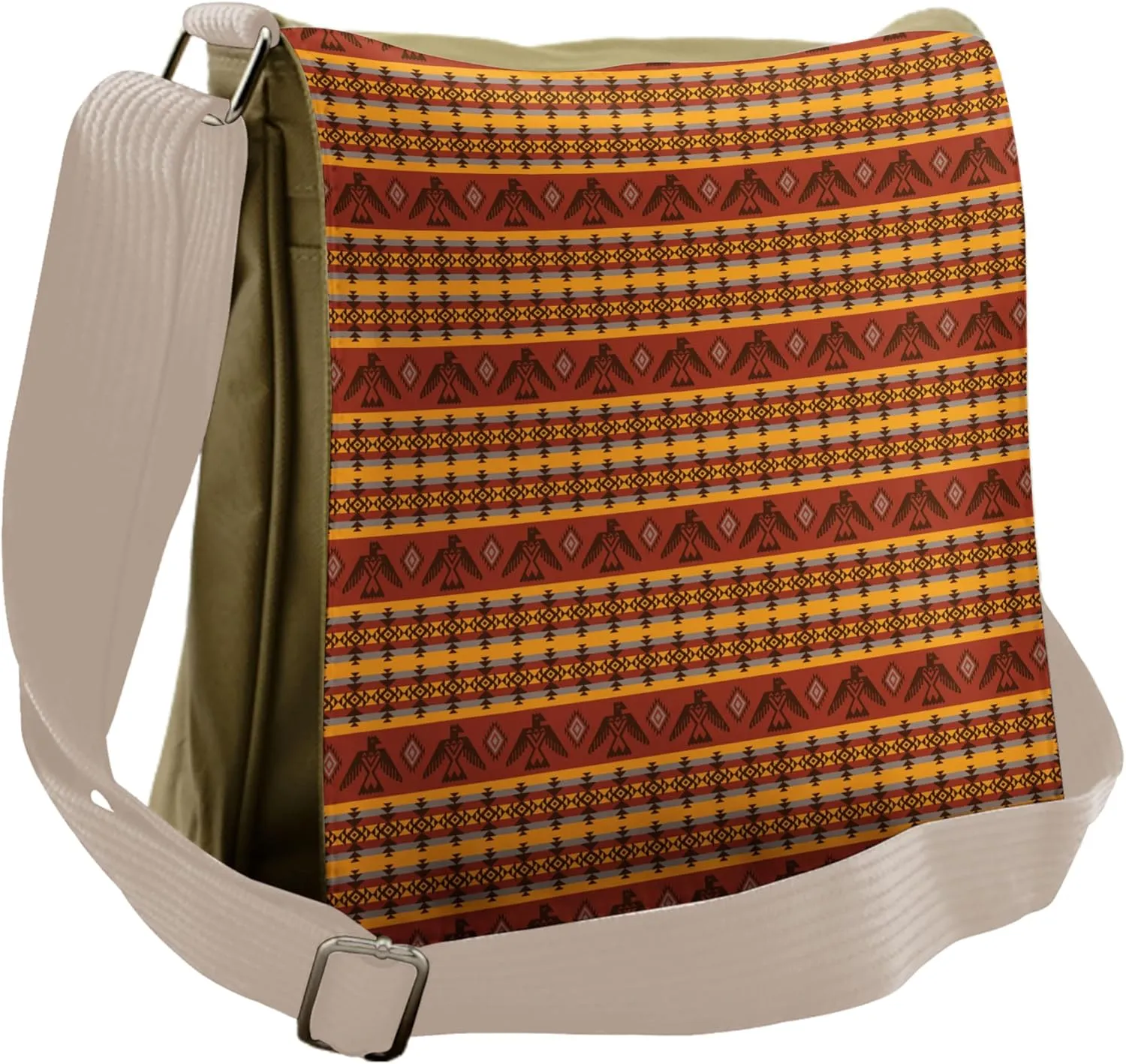 Ambesonne Tribal Messenger Bag, Indigenous Motifs, Unisex Cross-body