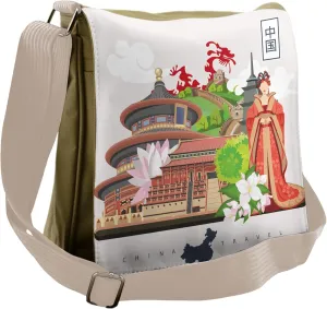 Ambesonne Vintage China Messenger Bag, Cultural Dress Palace, Unisex Cross-body