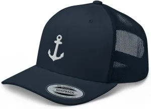 Anchor Trucker Hat Embroidered Captain Anchor Snapback Hat Baseball Cap for Men Women Adjuntable