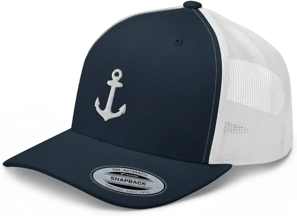 Anchor Trucker Hat Embroidered Captain Anchor Snapback Hat Baseball Cap for Men Women Adjuntable