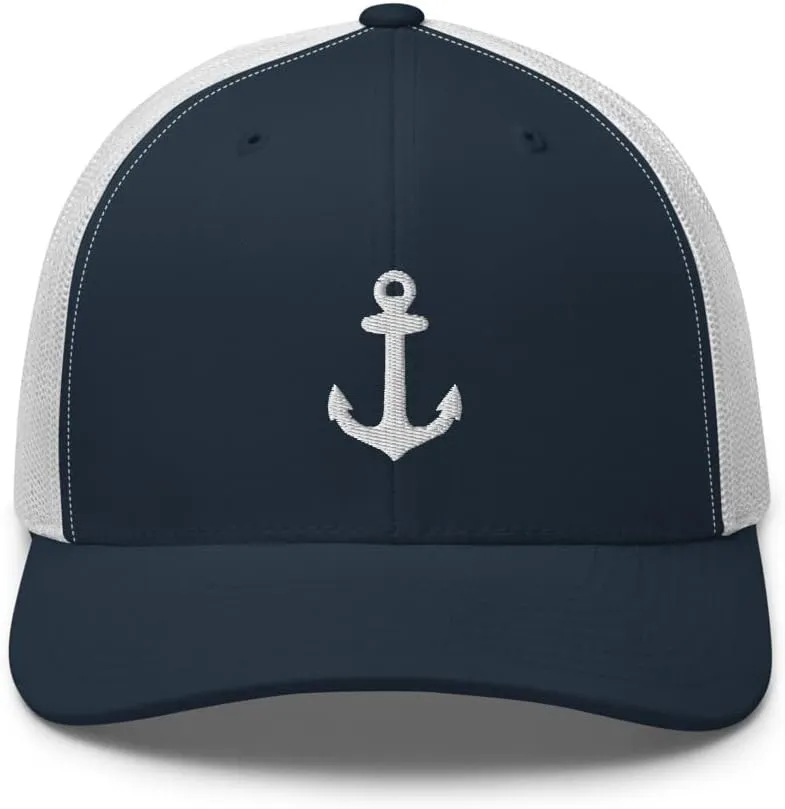 Anchor Trucker Hat Embroidered Captain Anchor Snapback Hat Baseball Cap for Men Women Adjuntable
