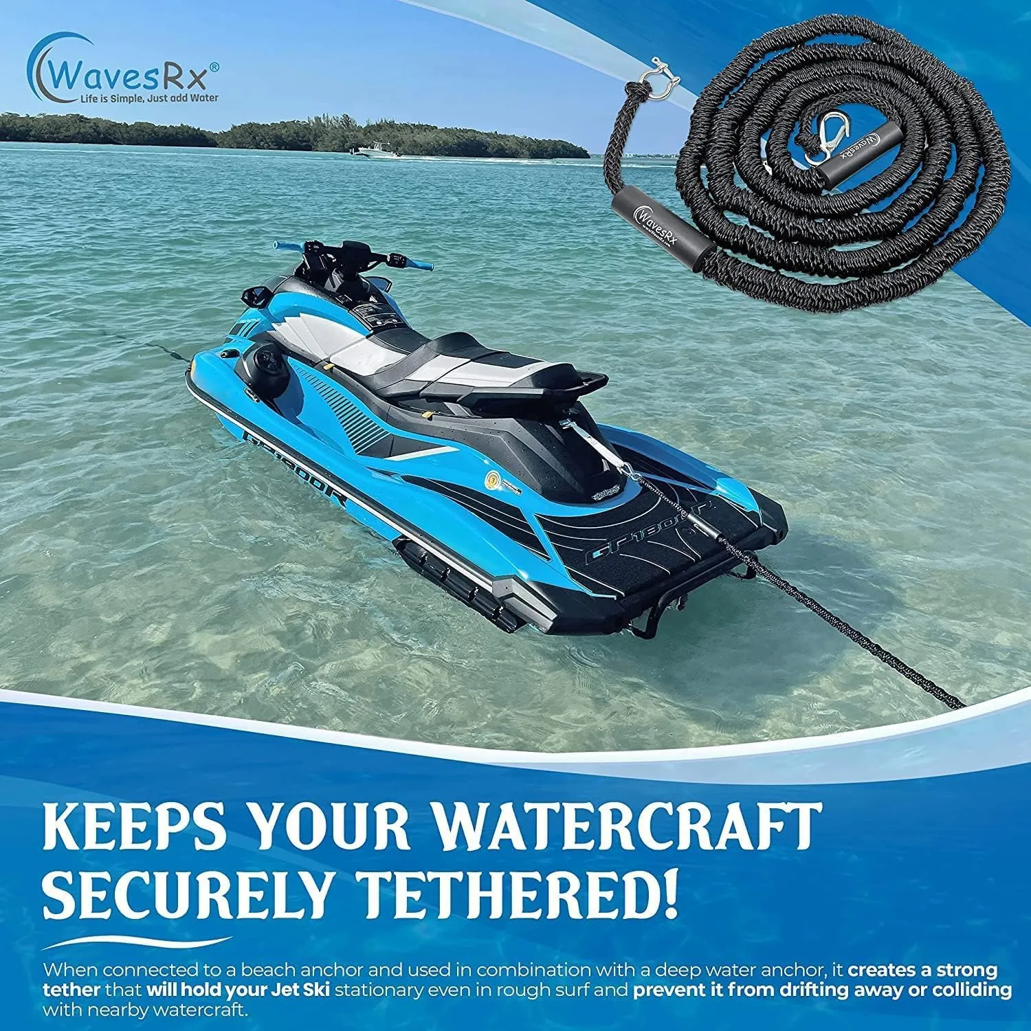 AnchorMate BowTether Bungee Line | Boat Bungee Dock Lines for Boats, PWCs & Kayaks | Absorbs Shock from Swells & Wind, Prevents Anchor Dislodging | Perfect for Anchoring, Mooring & Tethering