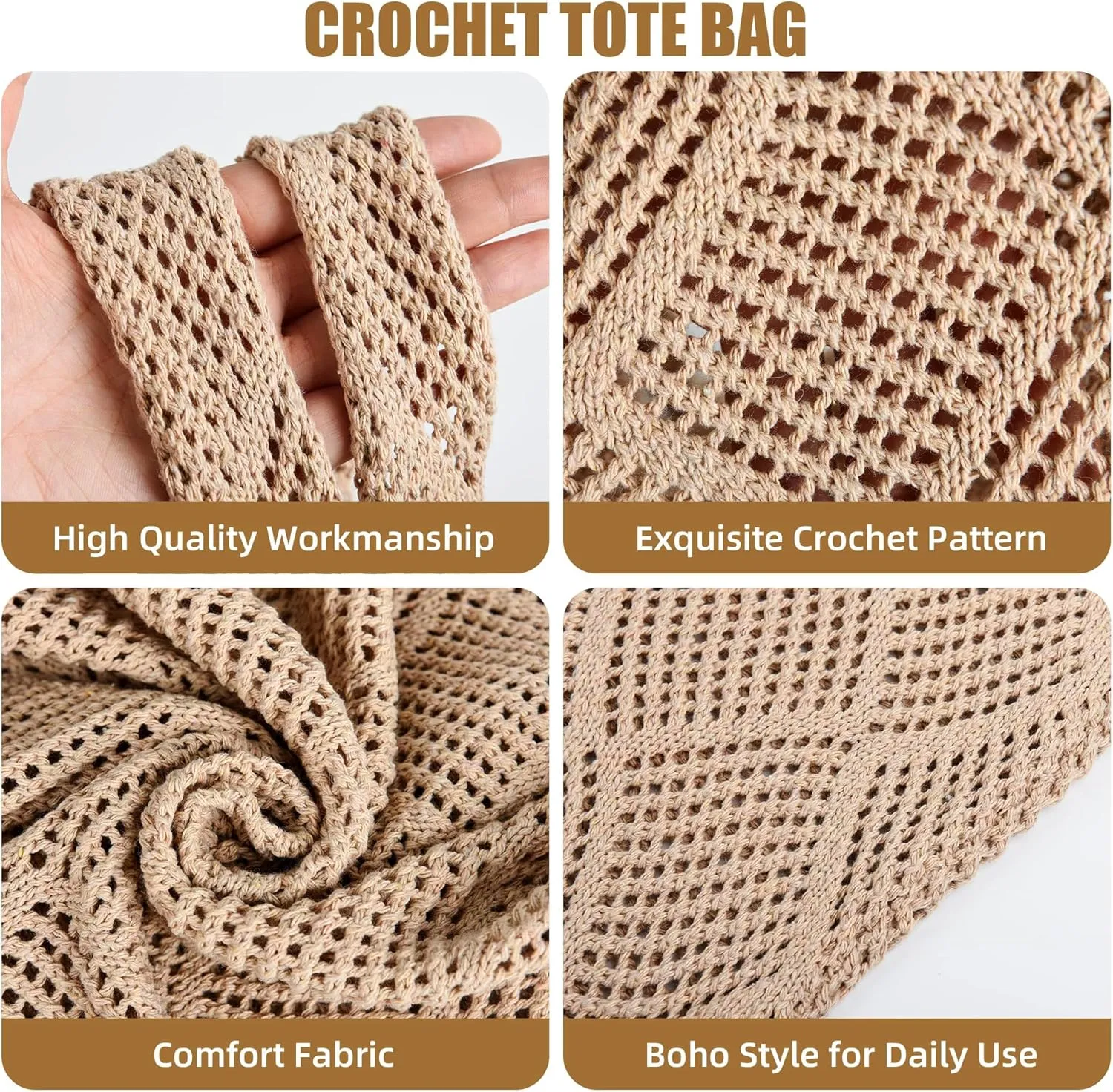 Aroghehiz Beach Bags for Women Crochet Tote Bag Summer Vacation Aesthetic Tote Knit Bag