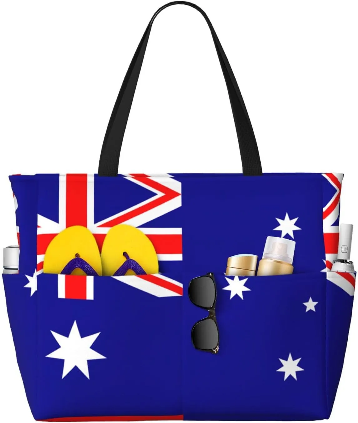 Australian Flag Print Large Tote Bag For Women, Travel Shoulder Bag Handle Handbag For Gym, Work, Travel