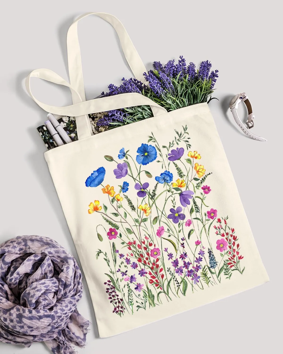 AUSVKAI Canvas Tote Bag for Women, Aesthetic Cute Grocery Grocery Reusable Cotton Gift Bag for Shooping Beach Trendy Gifts