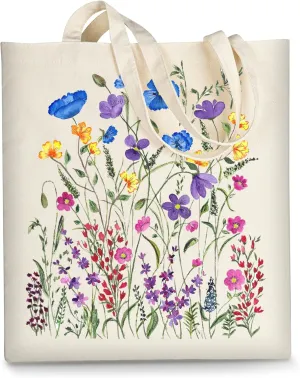 AUSVKAI Canvas Tote Bag for Women, Aesthetic Cute Grocery Grocery Reusable Cotton Gift Bag for Shooping Beach Trendy Gifts