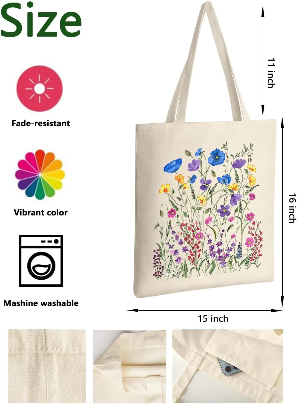 AUSVKAI Canvas Tote Bag for Women, Aesthetic Cute Grocery Grocery Reusable Cotton Gift Bag for Shooping Beach Trendy Gifts