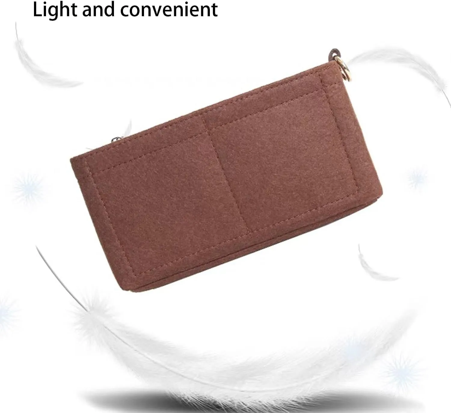 Bag Organizer for Long champ Small Handbags Timid Bag Storage and Organization Inner Pocket Liner Felt-Mini Size (Brown)