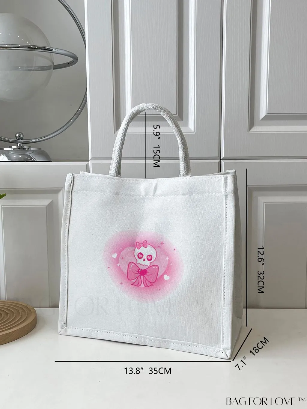 BagForLove - Stylish and Versatile Skull Print Canvas Tote Bag for Casual Fashionistas