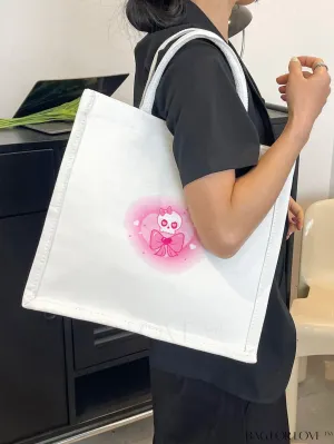 BagForLove - Stylish and Versatile Skull Print Canvas Tote Bag for Casual Fashionistas