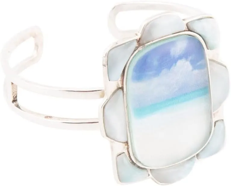 Barse Jewelry Scenic Beach Blue Larimar and Sterling Silver Cuff Bracelet