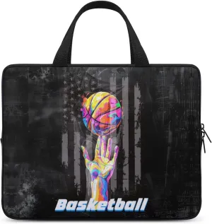 Basketball American Flag Laptop Bag Laptop Case Computer Messenger Bag with Adjustable Shoulder Strap