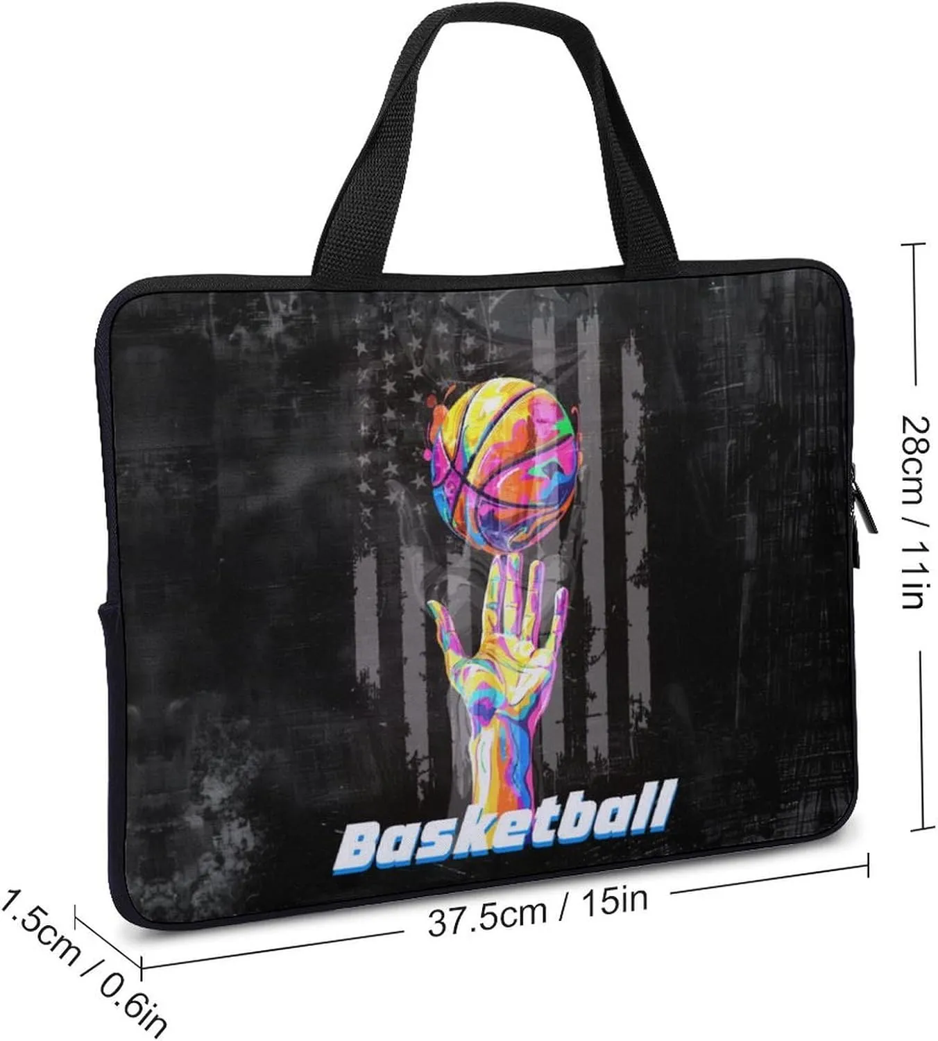 Basketball American Flag Laptop Bag Laptop Case Computer Messenger Bag with Adjustable Shoulder Strap