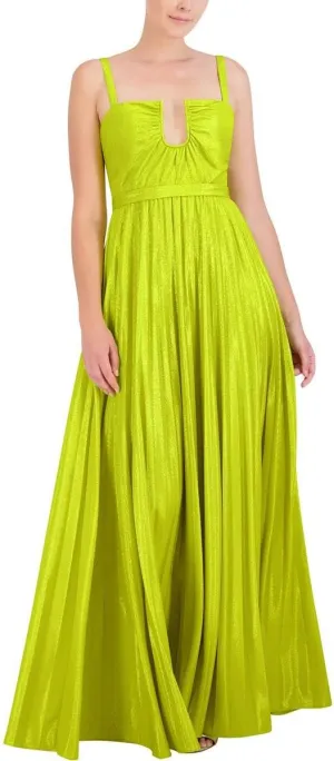 BCBGMAXAZRIA Women's Sleeveless U Wire Neck Pleated Gown