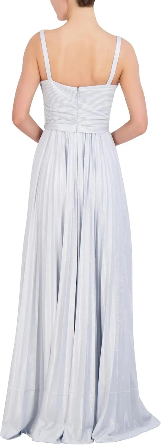 BCBGMAXAZRIA Women's Sleeveless U Wire Neck Pleated Gown
