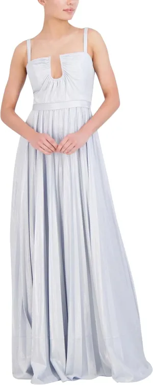 BCBGMAXAZRIA Women's Sleeveless U Wire Neck Pleated Gown