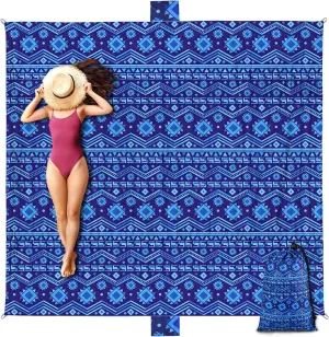Beach Blanket Sandproof 111''*121'' Extra Large Waterproof Windproof Durable Beach Mat Sand Free Mat