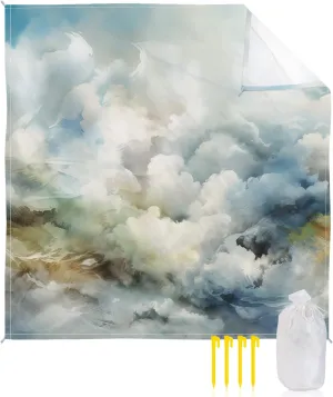 Beach Blanket Sandproof, Abstract Art Clouds and Sky Waterproof Beach Mat Lightweight Quick Drying Picnic Blanket Beach Essentials for Travel Camping Hiking 118x108in