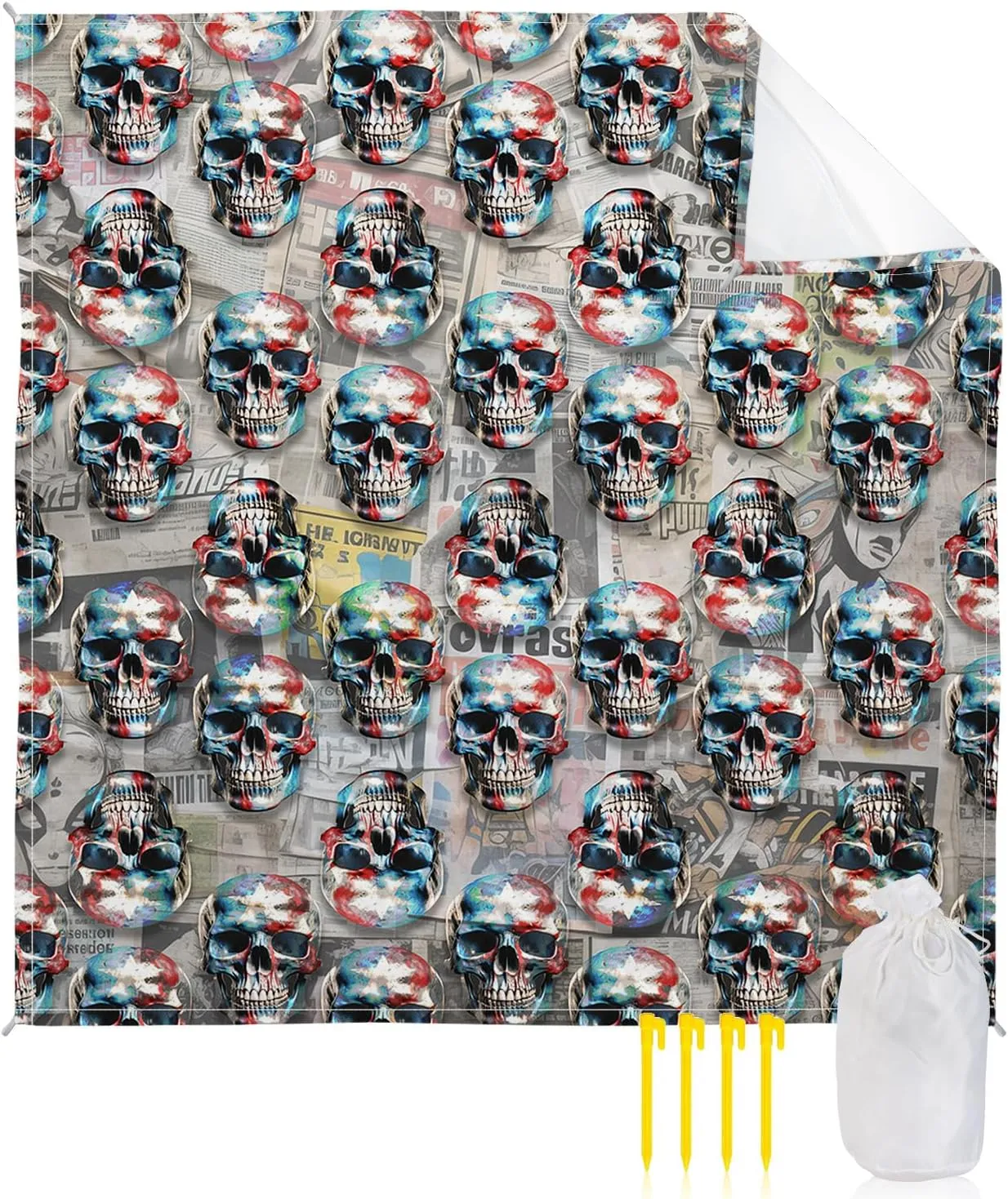 Beach Blanket Sandproof, Abstract Mottle Pentagram Perforated Head Waterproof Beach Mat Lightweight Quick Drying Picnic Blanket Beach Essentials for Travel Camping Hiking 83x79in
