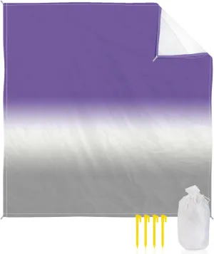 Beach Blanket Sandproof, Gradient Purple and White Grayish Waterproof Beach Mat Lightweight Quick Drying Picnic Blanket Beach Essentials for Travel Camping Hiking 108x84in