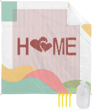 Beach Blanket Sandproof, Home Love Stripes Abstract Art Illustration Waterproof Beach Mat Lightweight Quick Drying Picnic Blanket Beach Essentials for Travel Camping Hiking 118x108in