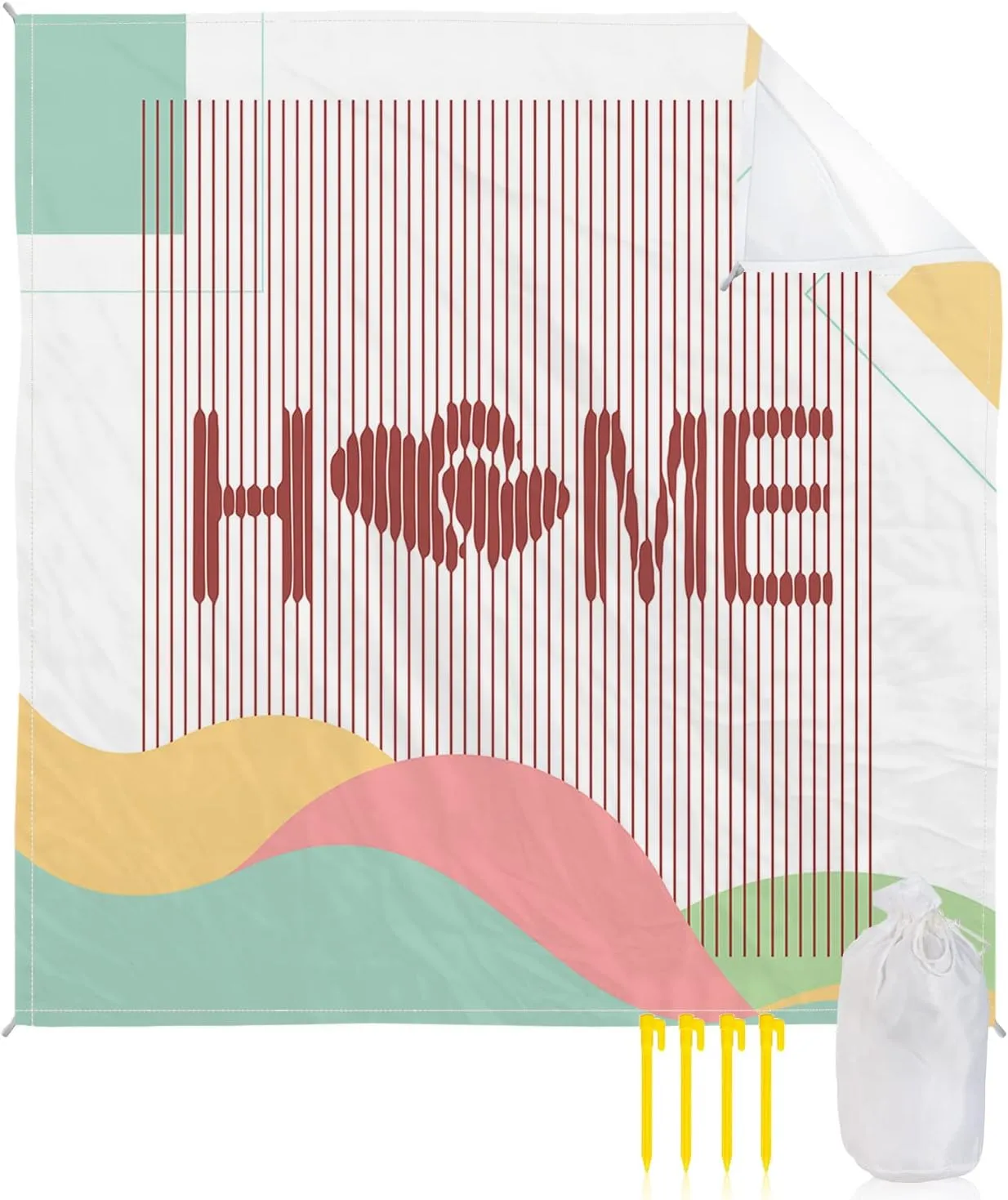 Beach Blanket Sandproof, Home Love Stripes Abstract Art Illustration Waterproof Beach Mat Lightweight Quick Drying Picnic Blanket Beach Essentials for Travel Camping Hiking 118x108in