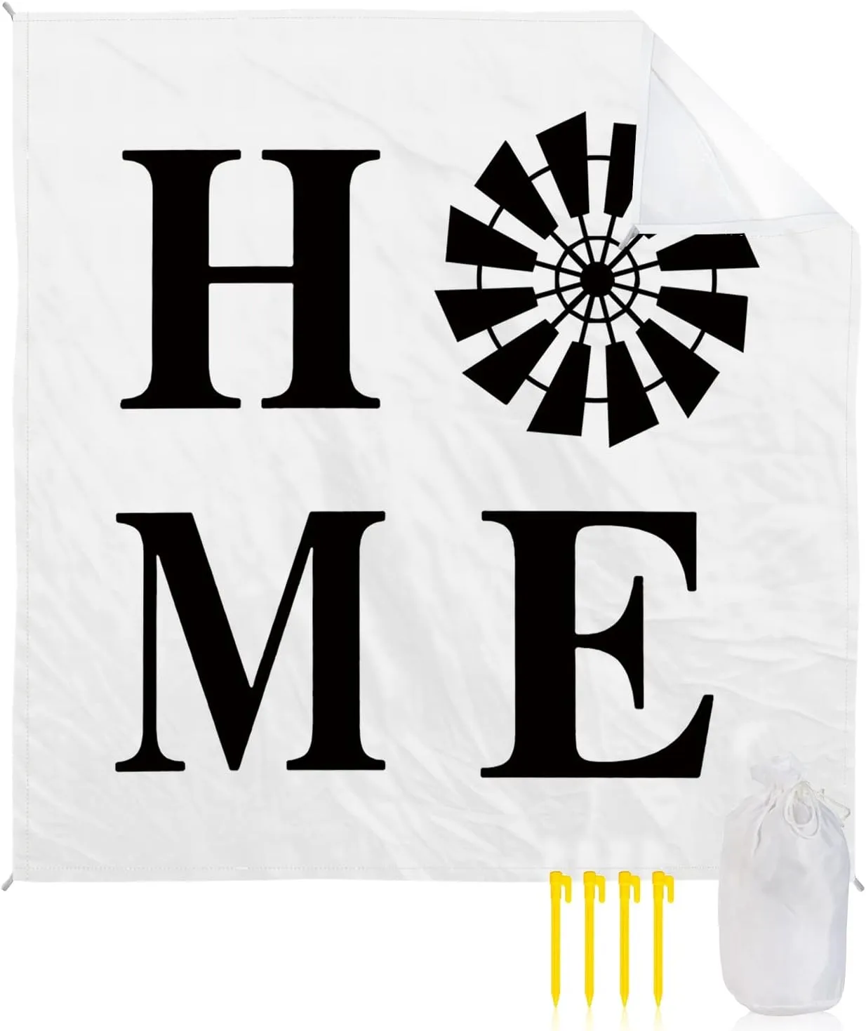 Beach Blanket Sandproof, Home Sign Windmill Rustic Farmhouse Waterproof Beach Mat Lightweight Quick Drying Picnic Blanket Beach Essentials for Travel Camping Hiking 95x80in
