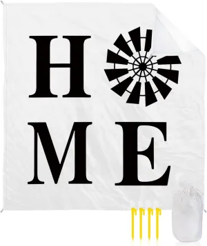 Beach Blanket Sandproof, Home Sign Windmill Rustic Farmhouse Waterproof Beach Mat Lightweight Quick Drying Picnic Blanket Beach Essentials for Travel Camping Hiking 95x80in
