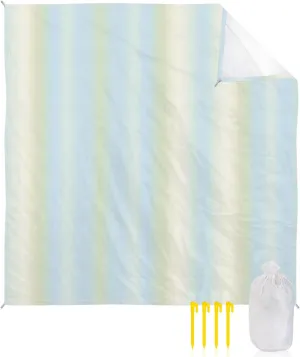 Beach Blanket Sandproof, Simple Gradient Lines Abstract Art Waterproof Beach Mat Lightweight Quick Drying Picnic Blanket Beach Essentials for Travel Camping Hiking 118x108in