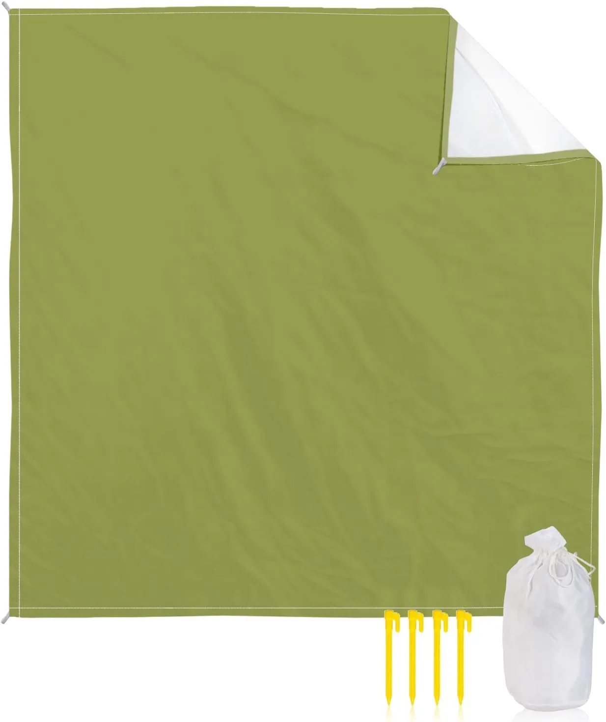 Beach Blanket Sandproof, Solid Color Olive Waterproof Beach Mat Lightweight Quick Drying Picnic Blanket Beach Essentials for Travel Camping Hiking 108x84in