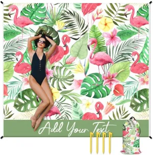 Beach Blanket Waterproof Sandproof - Personalized 86x78 Inches Large Flamingo Beach Mat for Family - Lightweight Picnic Blanket for Outdoor - 4 Corner Pockets Camping Blanket for Travel Hiking