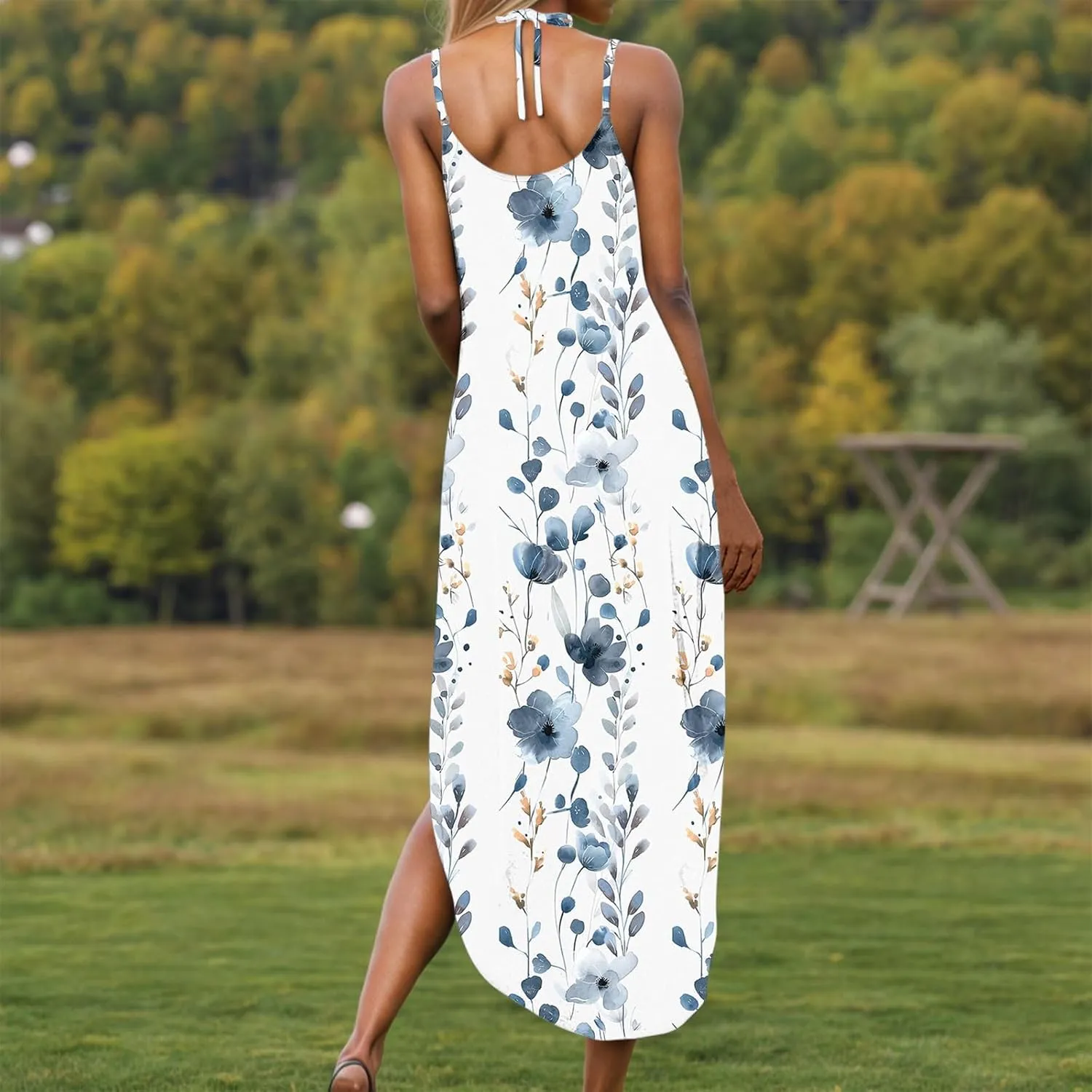 Beach Dresses for Women 2025 Vacation Spring Boho Floral Long Sundress Summer Flowy Sleeveless Casual Maxi Dress