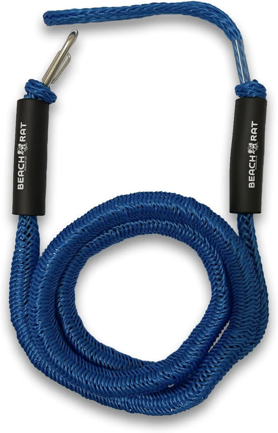 Beach Rat 7-14’ Bungee Boat Anchor & Dock Line with Stainless Steel Clip – Reduces Shock to Anchors, Docks, Cleats & Pylons – Boat Rope That Stretches – Beach Rat Anchor Accessory (Blue)
