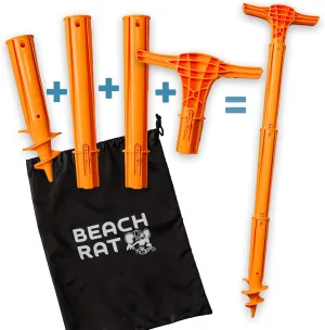 Beach Rat Force Anchor & Storage Bag - 4ft Jet Ski Anchor/Boat Anchor/Kayak Anchor for Shallow Water and Sandbar - High Strength Plastic Pole Boat Accessory - Sand Bar Anchor Kit Case