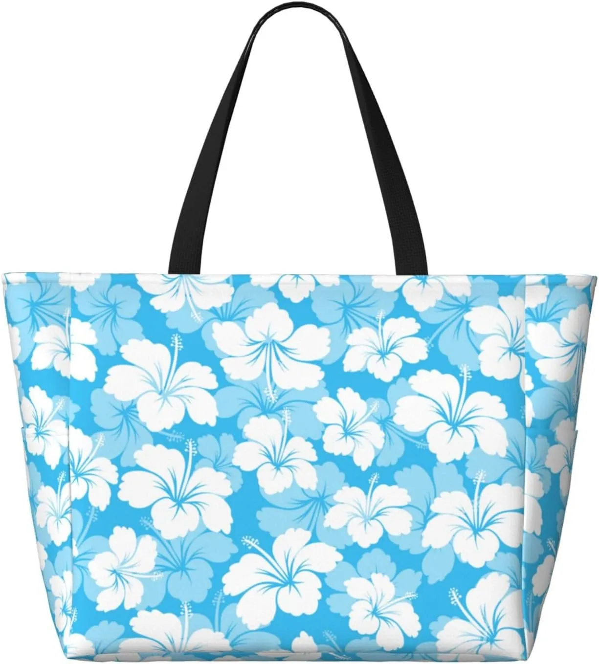 Beach Tote Bag for Women Foldable Waterproof and Sandproof Tote Bag with Zipper Print Beach Bag Large Travel Bag