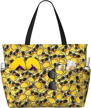Beach Tote Bag for Women Foldable Waterproof and Sandproof Tote Bag with Zipper Print Beach Bag Large Travel Bag
