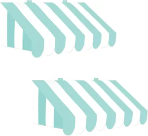 Beistle 2-Pack 3-D Teal and White Awning Wall Decorations, Ideal for Spring, Summer, Carnival, Beach, Ocean, and Under The Sea Themes, 24.75" x 8.75"