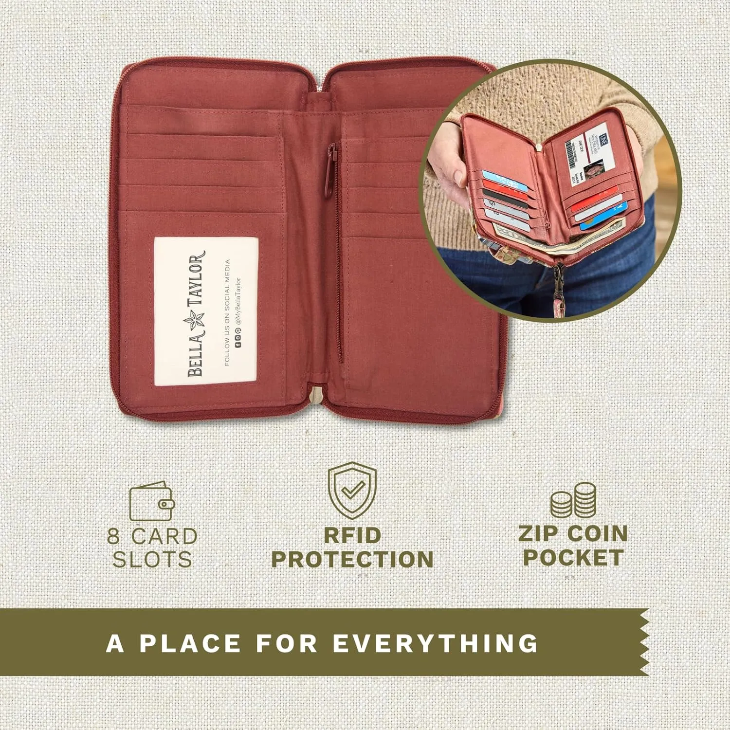 Bella Taylor Cell Phone Wristlet Wallet for Women with Smartphone Pocket and RFID Protection