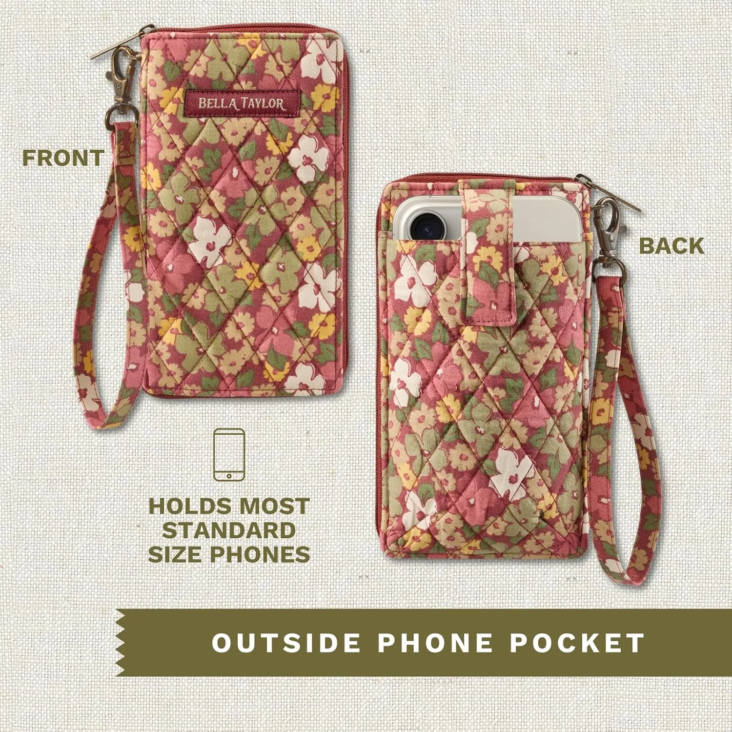 Bella Taylor Cell Phone Wristlet Wallet for Women with Smartphone Pocket and RFID Protection
