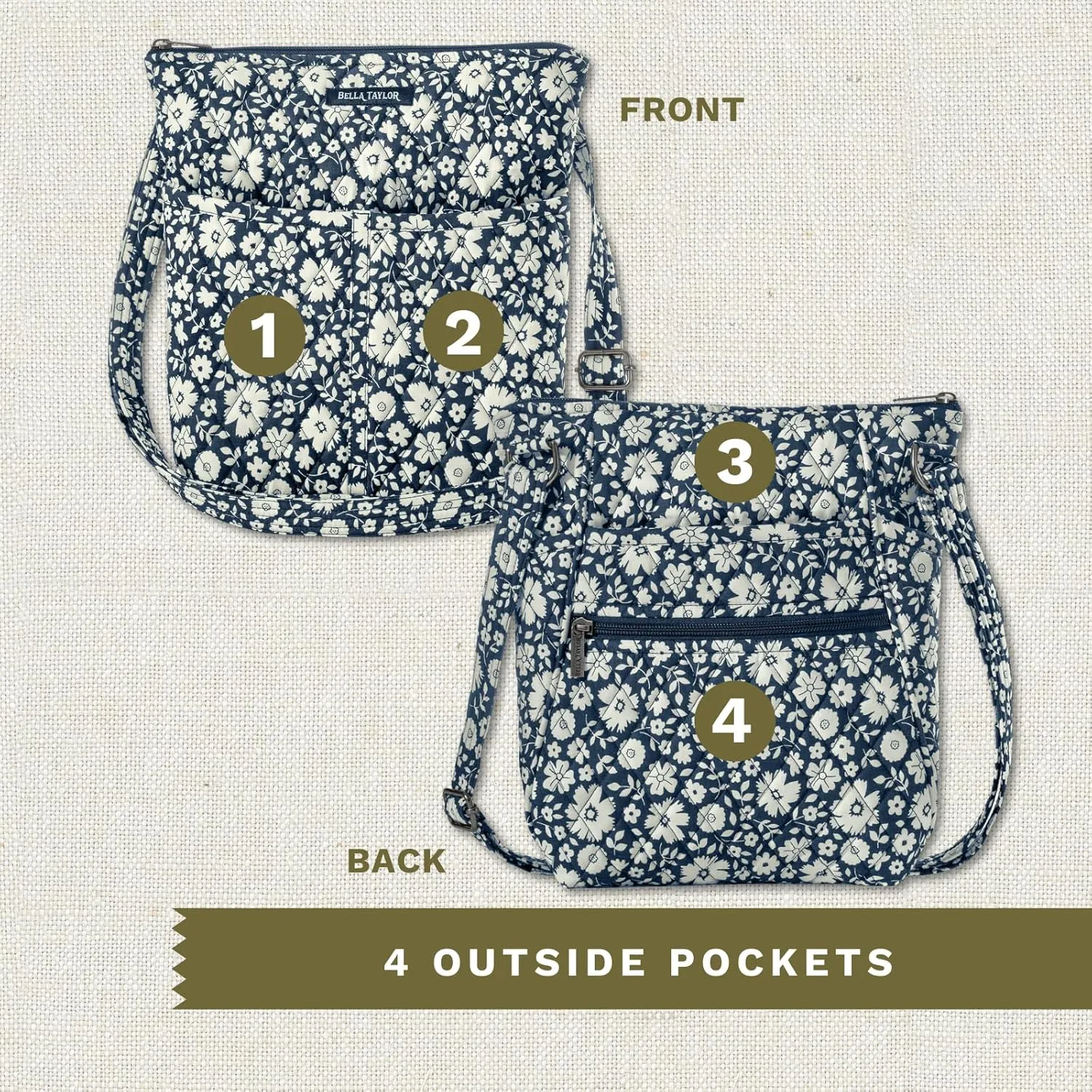 Bella Taylor Hipster Crossbody Purse for Women | Medium Size Shoulder Bag with Adjustable Strap