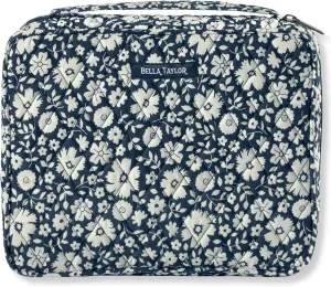 Bella Taylor Quilted Bible Cover for Women - Large Study Bible Case - Bicolor Floral Navy