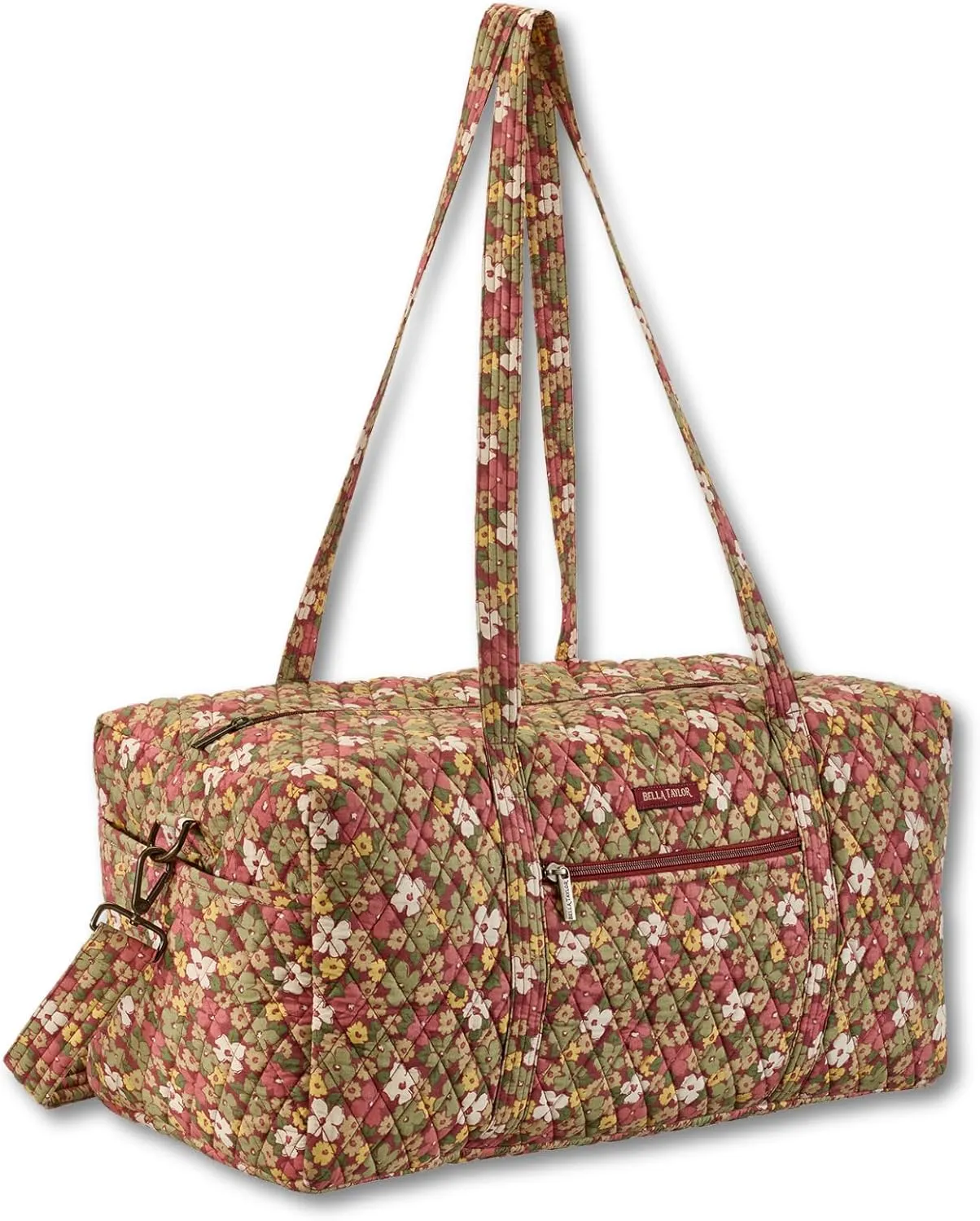 Bella Taylor Quilted Cotton Duffel Bag |Large Carry On Travel and Weekender Bag For Women| Autumn Garden