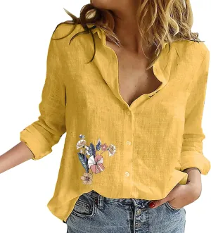 Blouses Button Shirts V Neck Casual Long Sleeve Loose Shirt Tops Tops for Women Button Up Shirt Women Blouses Button