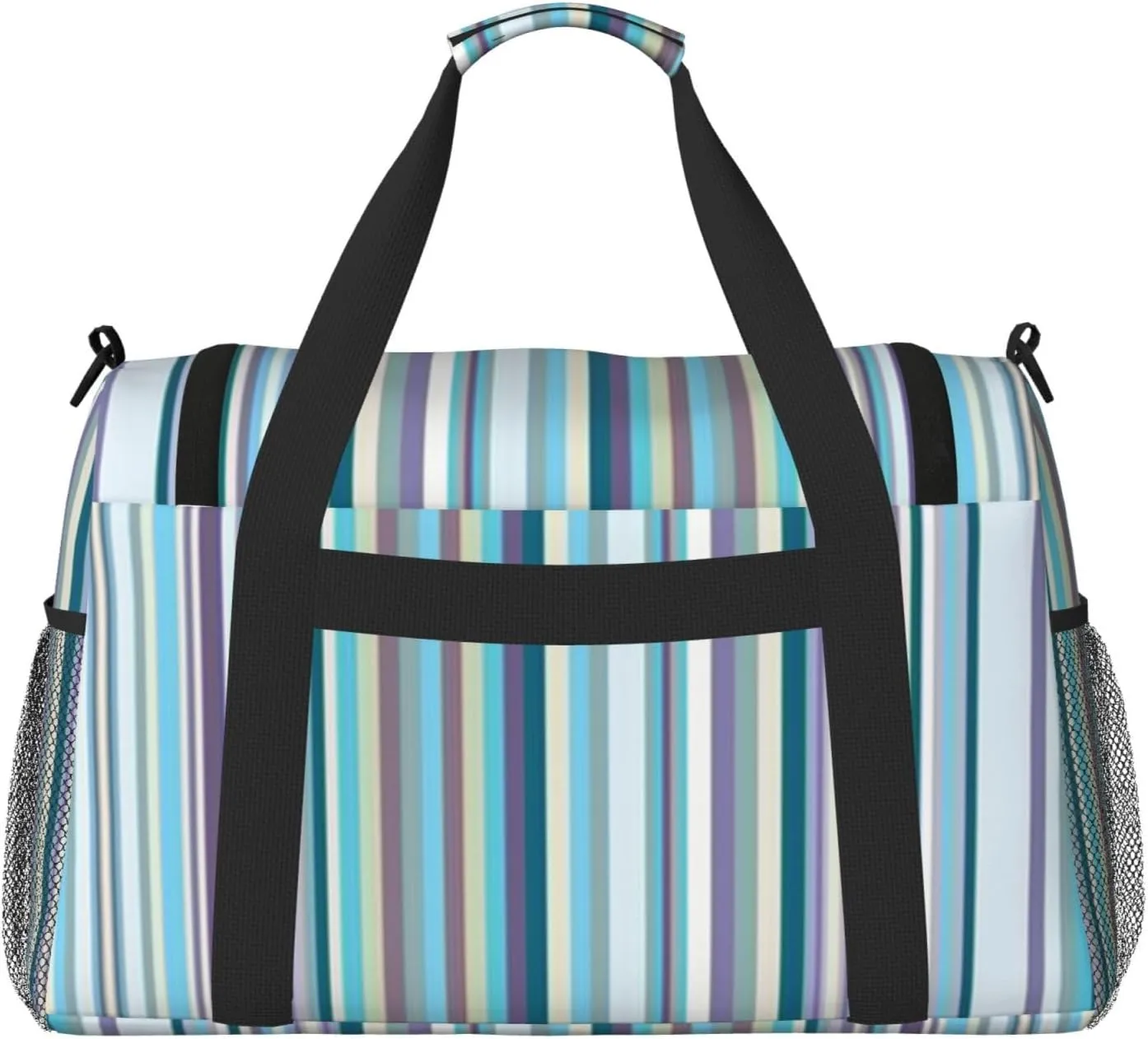 Blue, White And Yellow Lines Travel Duffel Bag Large Foldable Waterproof Overnight Bag For Beach Swim Bags Pool Sports Gym