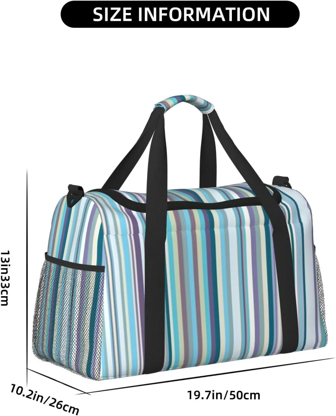 Blue, White And Yellow Lines Travel Duffel Bag Large Foldable Waterproof Overnight Bag For Beach Swim Bags Pool Sports Gym