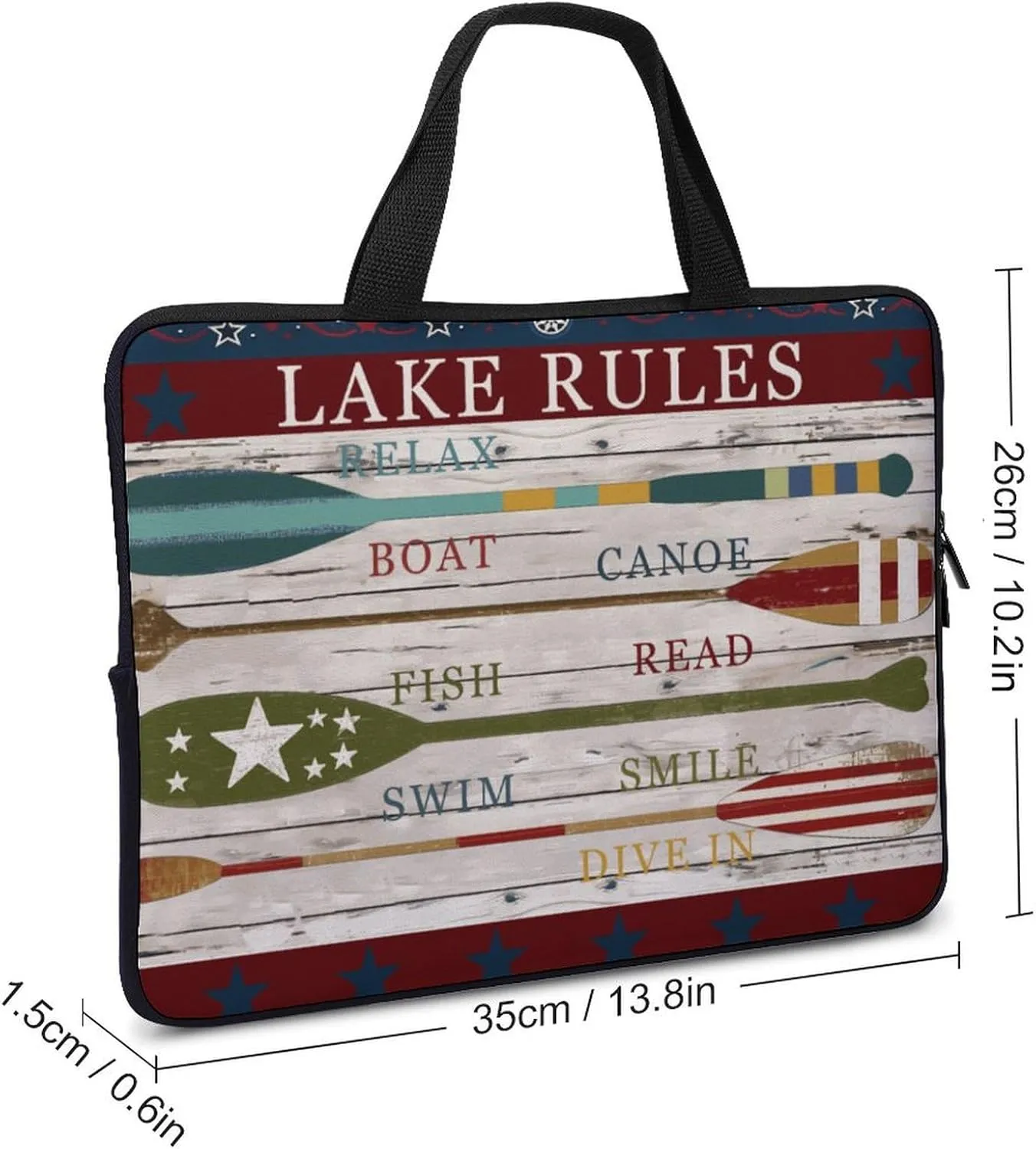 Boat Lake Rules Theme Laptop Bag Laptop Case Computer Messenger Bag with Adjustable Shoulder Strap