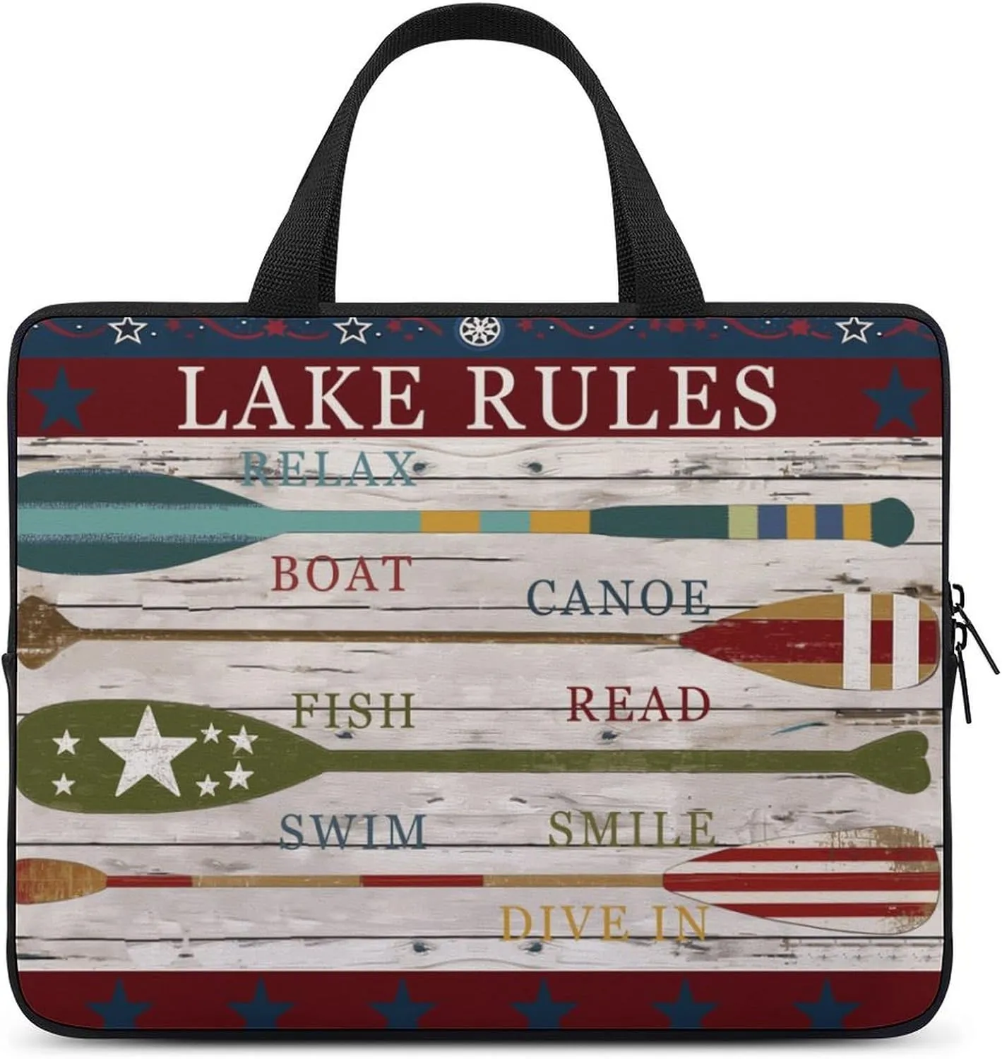 Boat Lake Rules Theme Laptop Bag Laptop Case Computer Messenger Bag with Adjustable Shoulder Strap