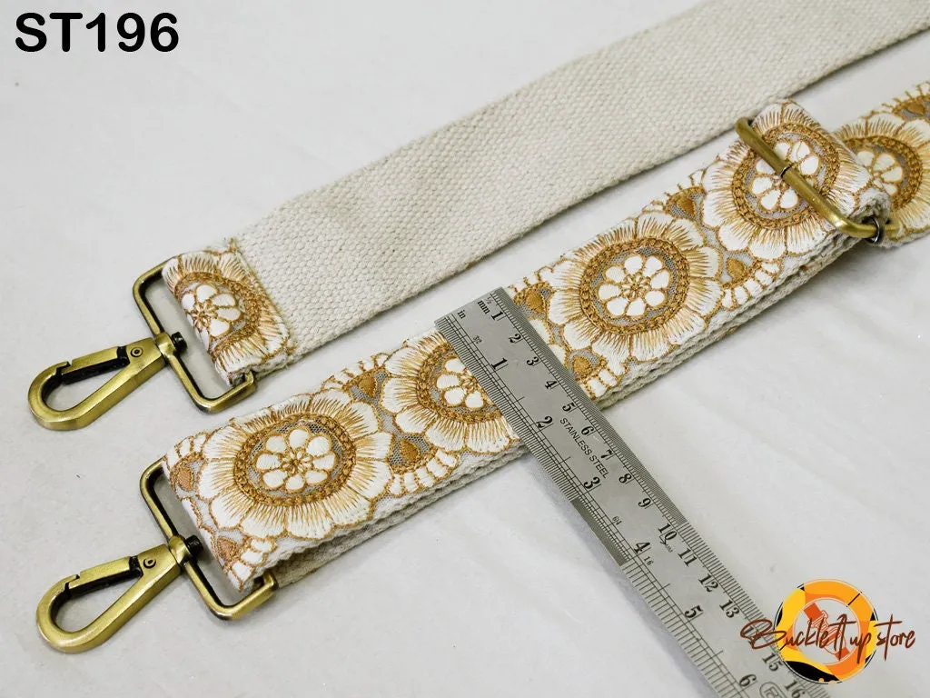 Boho Guitar Strap Gift Wife Embroidered Canvas Bag Strap Purse Strap Messenger Crossbody Strap Purses Handbag Embroidery Replacement Strap