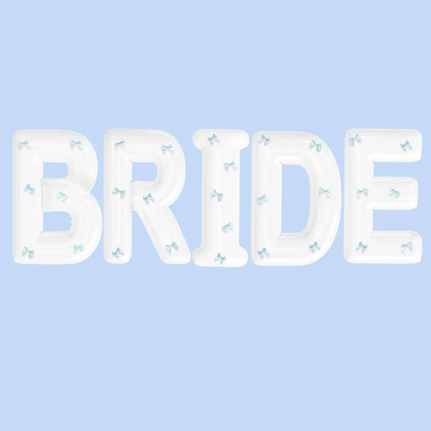 BRIDE Letter Balloons Blue Bows, 40" White BRIDE To Be Balloons for Beach Bach,Bachelorette,Last Toast On Coast,Beach Bridal Shower,Seashells Wedding Decoration,Girls Something Blue Engagement Party